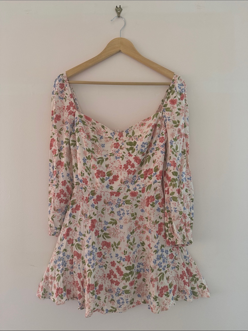 Reformation Mochi Mini Dress -Long-Sleeve Pink Floral - Size 8